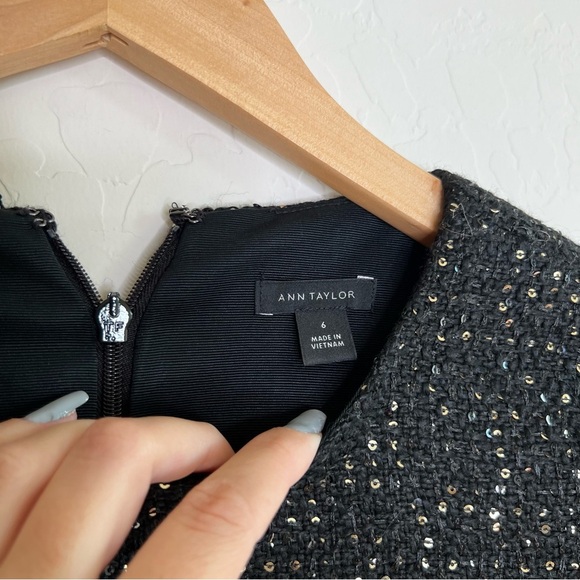 Ann Taylor Sparkle Button Trim Sequin Tweed Dress - Picture 7 of 10